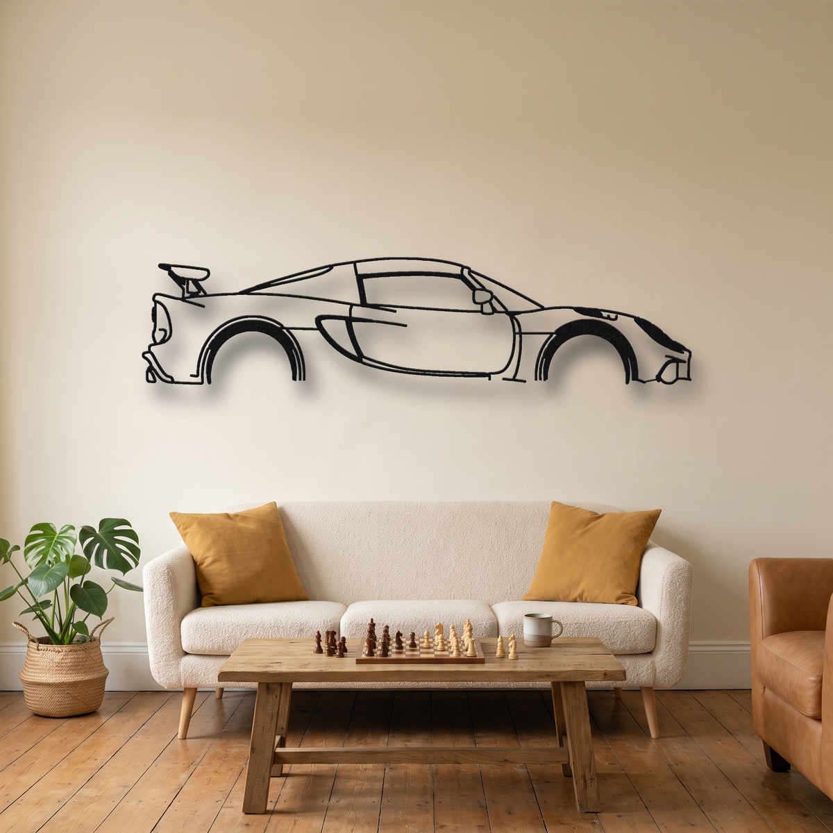2016-18 Lotus Exige V6 Cup 380 S3 metal wall art silhouette, front view on wall
