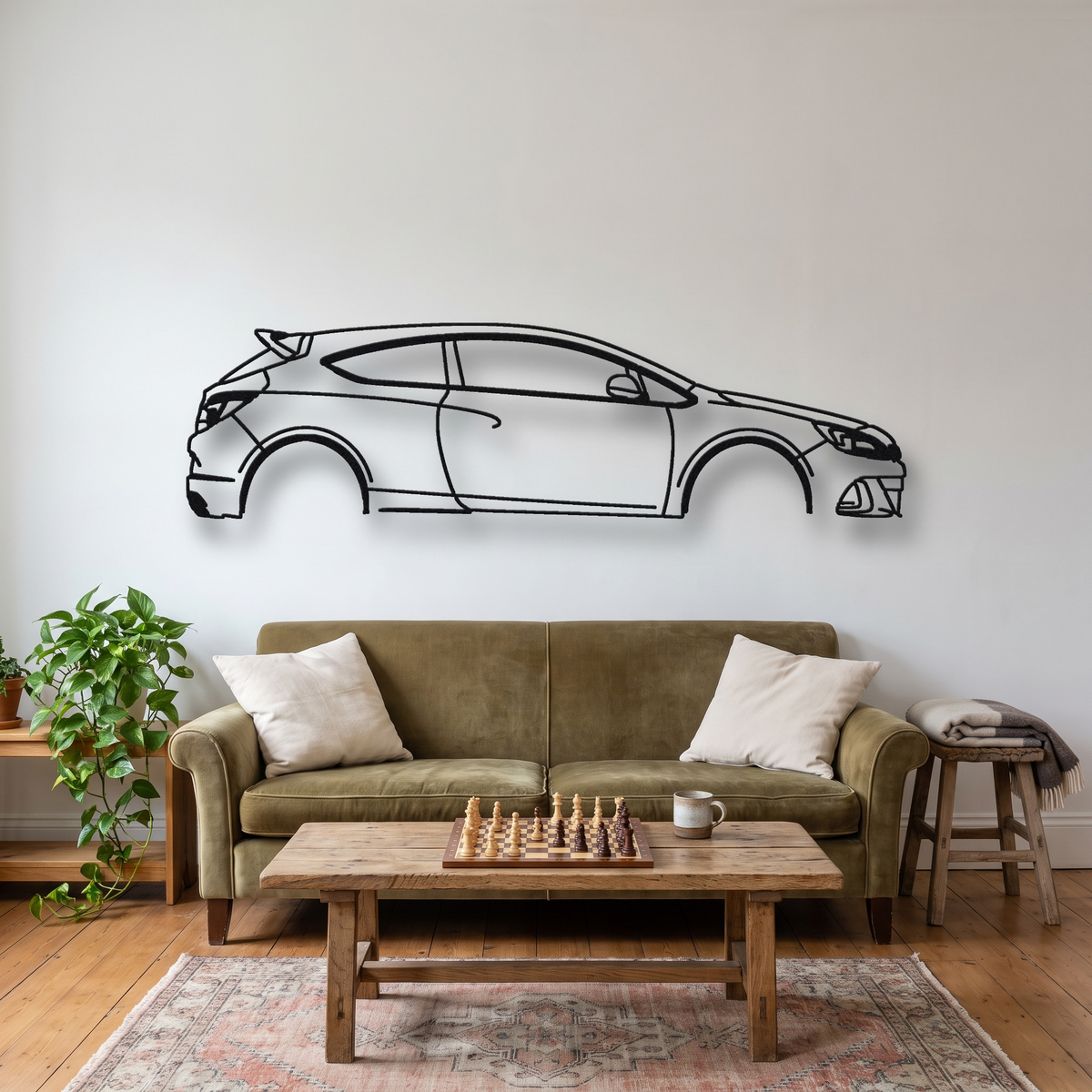 2012-18 Vauxhall/Opel Astra VXR / OPC J metal wall art silhouette, front view on wall