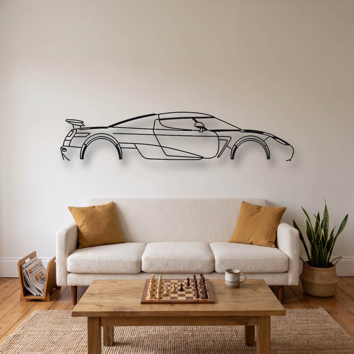 Koenigsegg Agera metal wall art silhouette, front view on wall