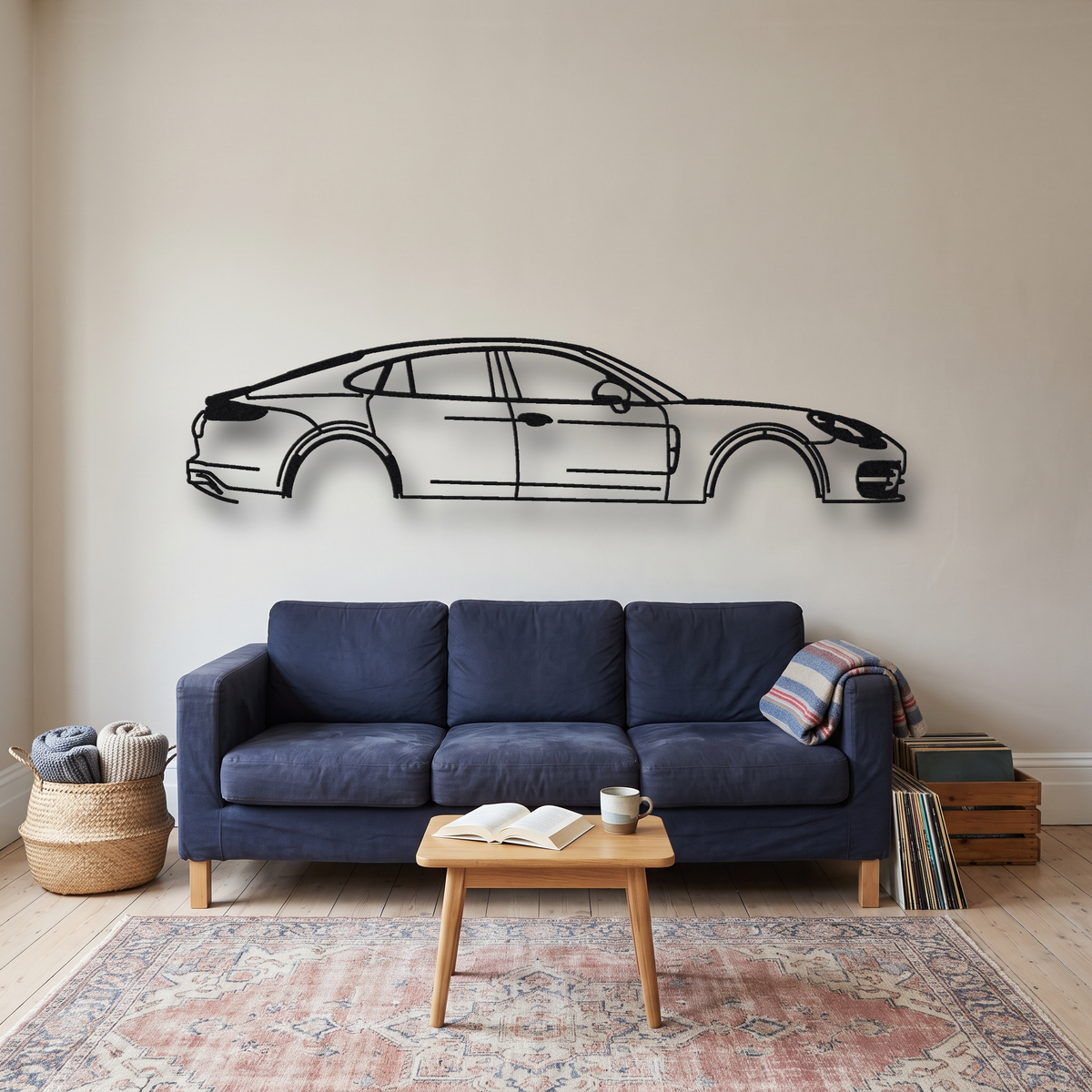 2018-23 Porsche Panamera Turbo S E-Hybrid 971 metal wall art silhouette, front view on wall