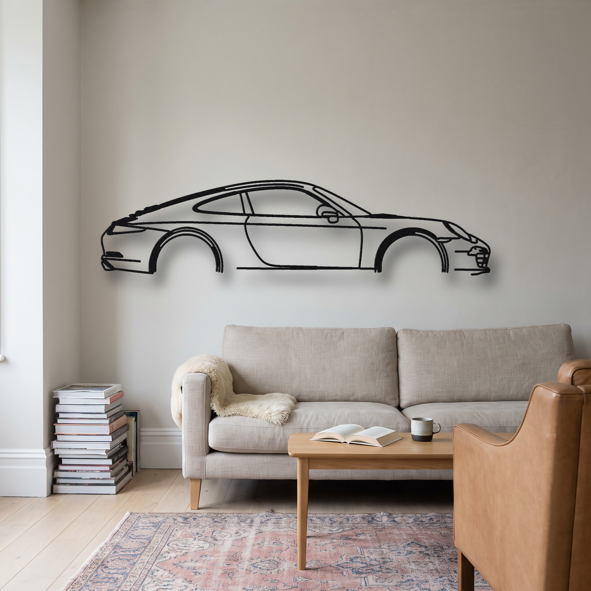 2012-15 Porsche 911 Carrera S 991.1 metal wall art silhouette, front view on wall