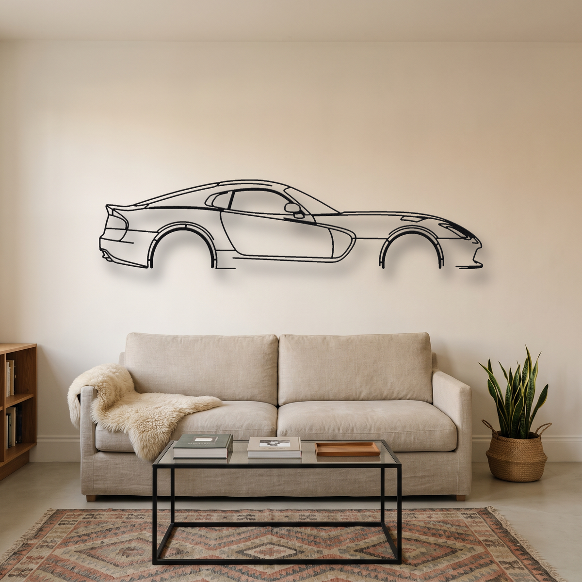 Dodge Viper SRT-10 Gen 4 metal wall art silhouette, front view on wall