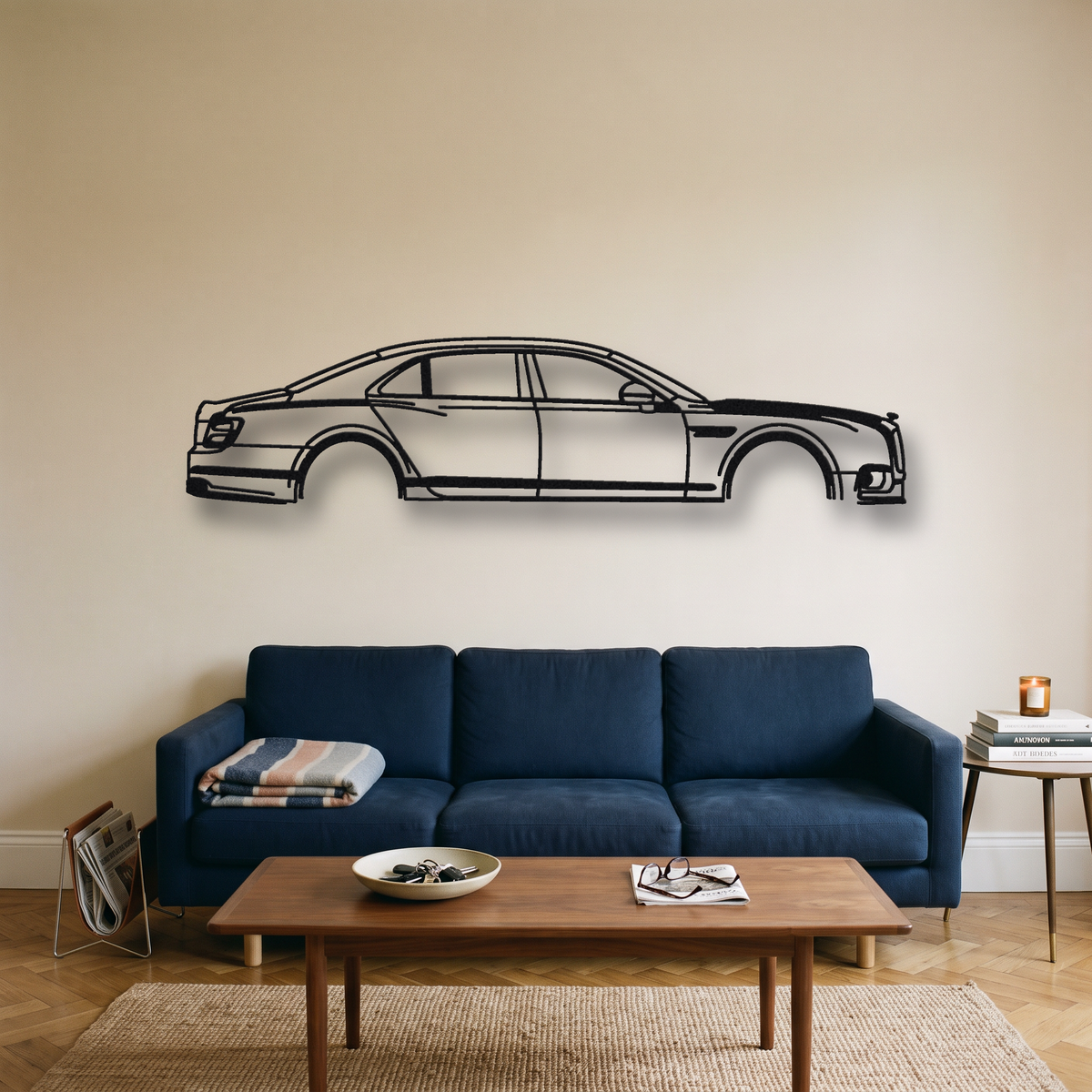 2022- Bentley Flying Spur Speed metal wall art silhouette, front view on wall