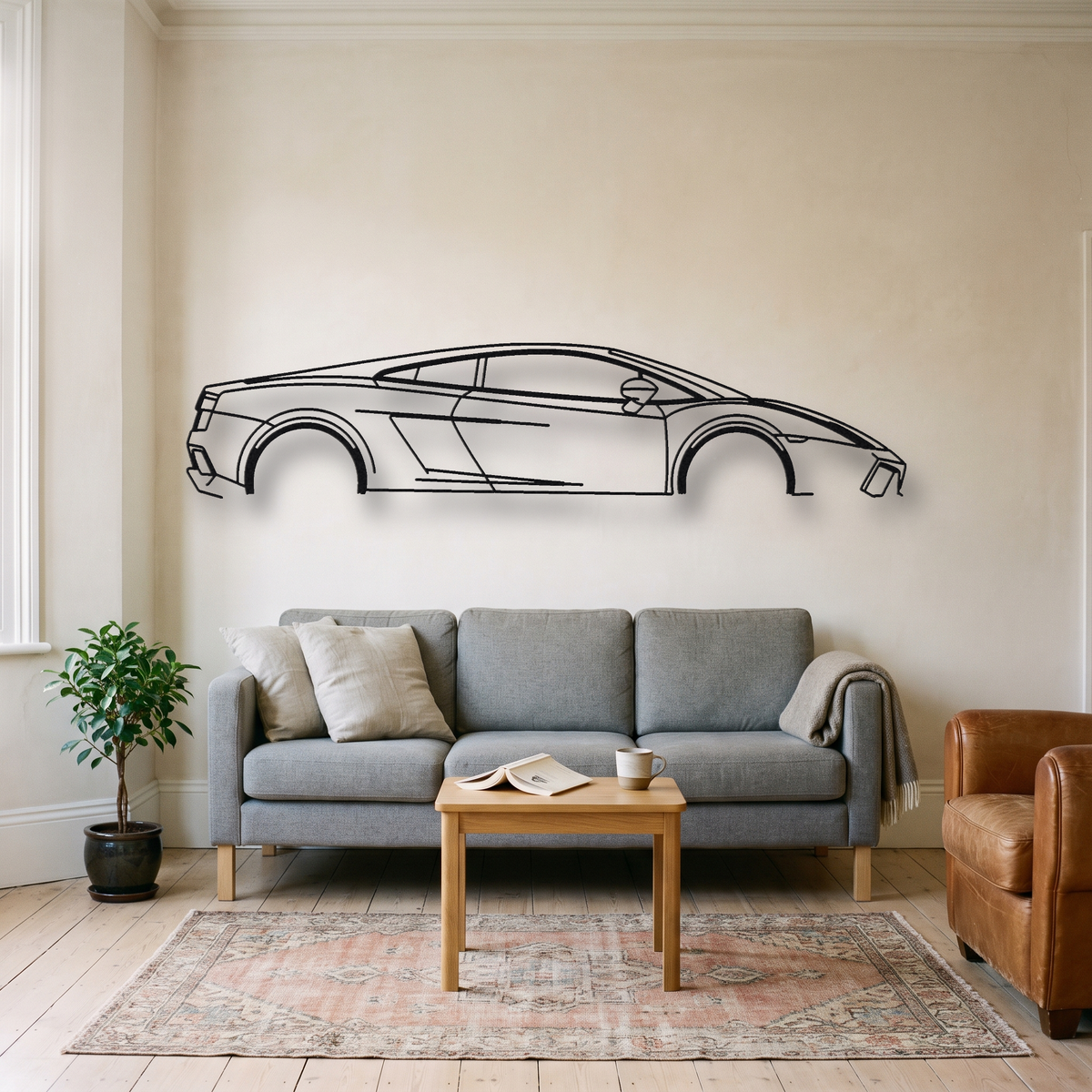 Lamborghini Gallardo LP550-2 Valentino Balboni metal wall art silhouette, front view on wall