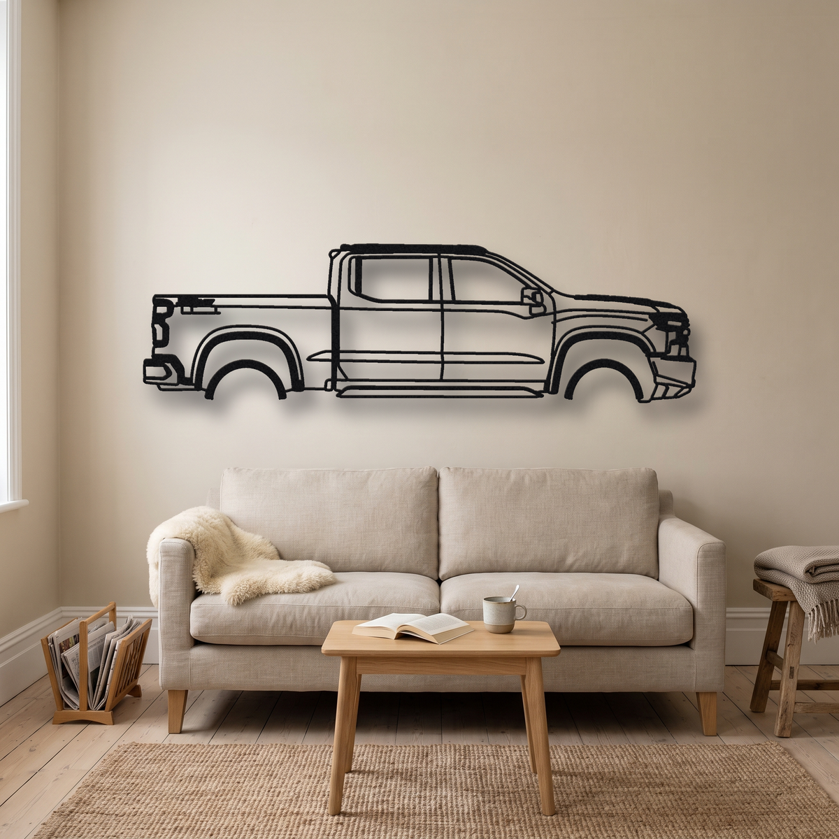 2022- Chevrolet Silverado ZR2 T1XX metal wall art silhouette, front view on wall