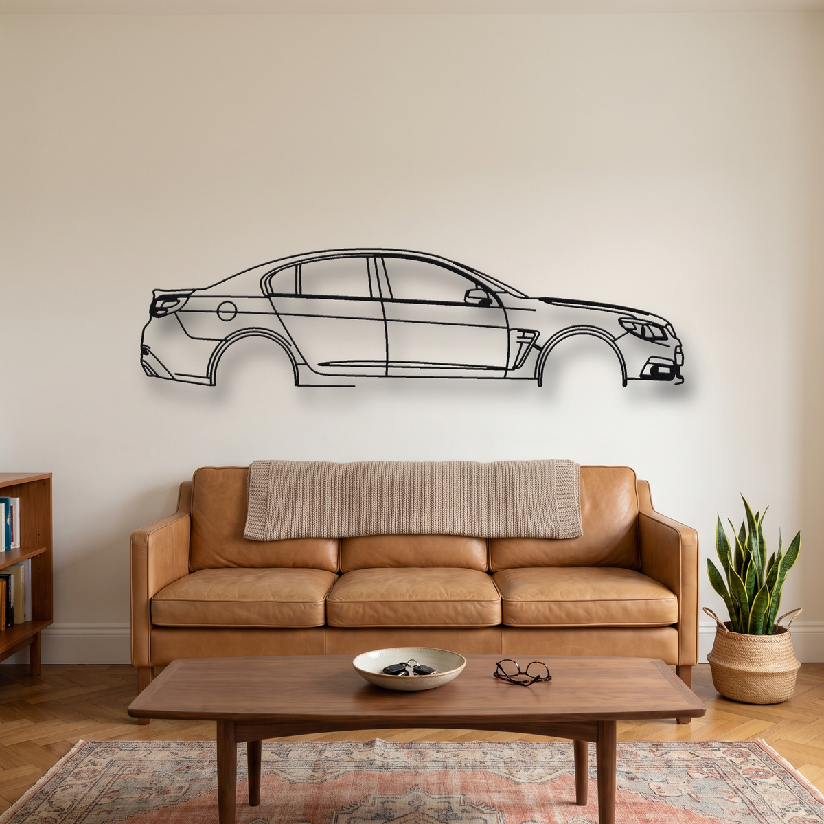2014-2017 Chevrolet SS Sedan metal wall art silhouette, front view on wall