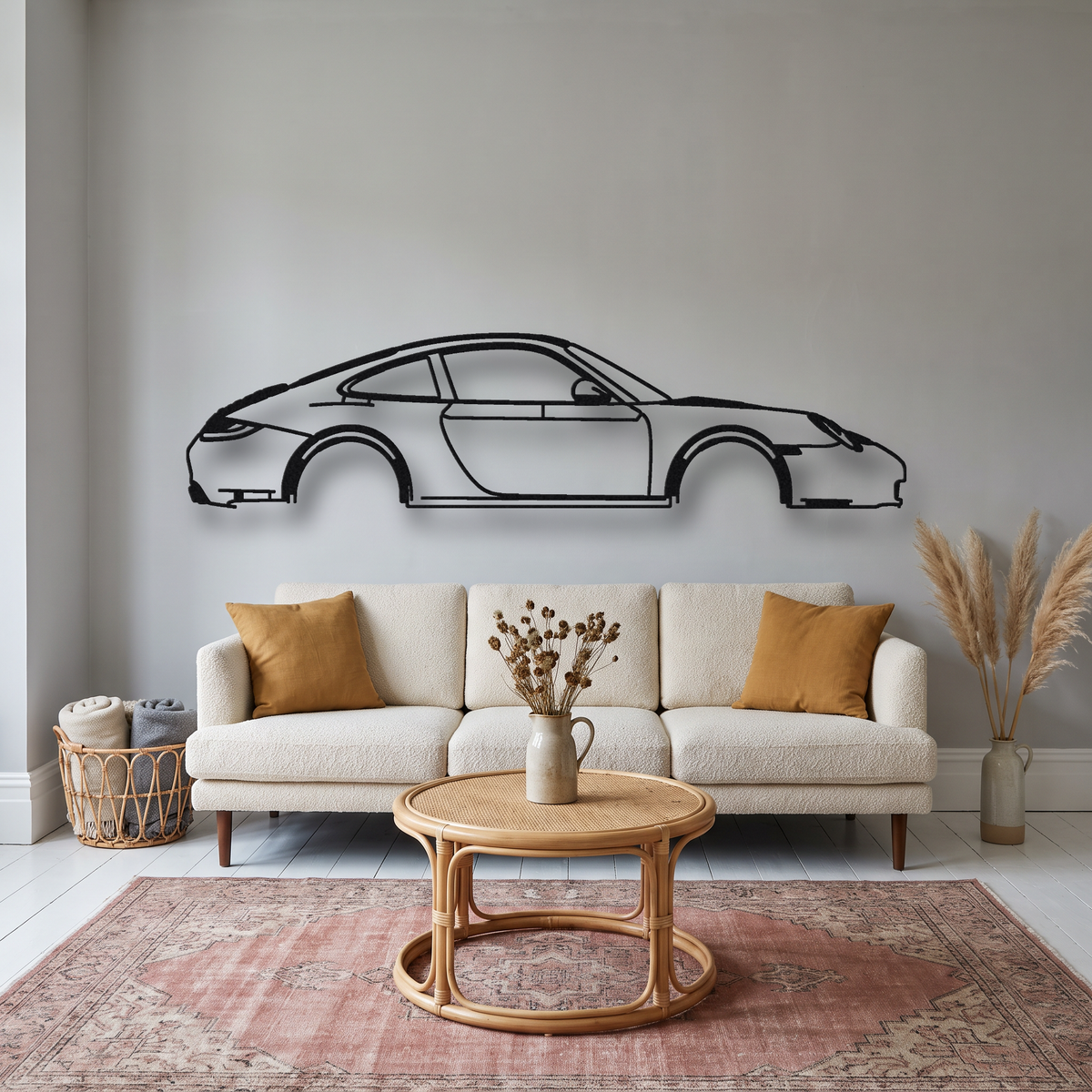 2011-12 Porsche 911 Carrera GTS 997.2 metal wall art silhouette, front view on wall