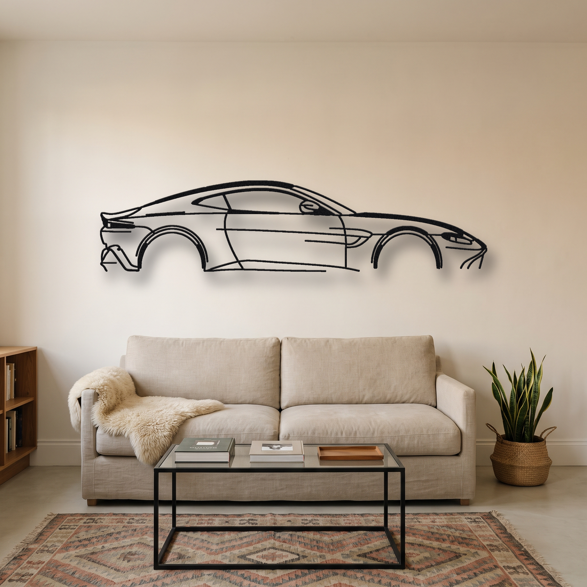 2019-20 Aston Martin Vantage AMR AM6 metal wall art silhouette, front view on wall