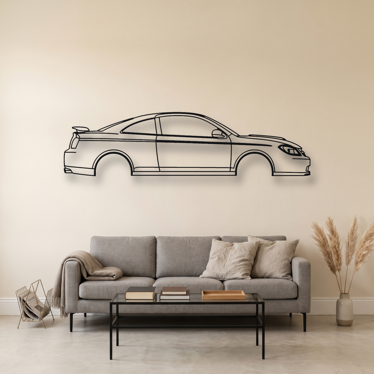 2008-2010 Chevrolet Cobalt SS Turbo metal wall art silhouette, front view on wall