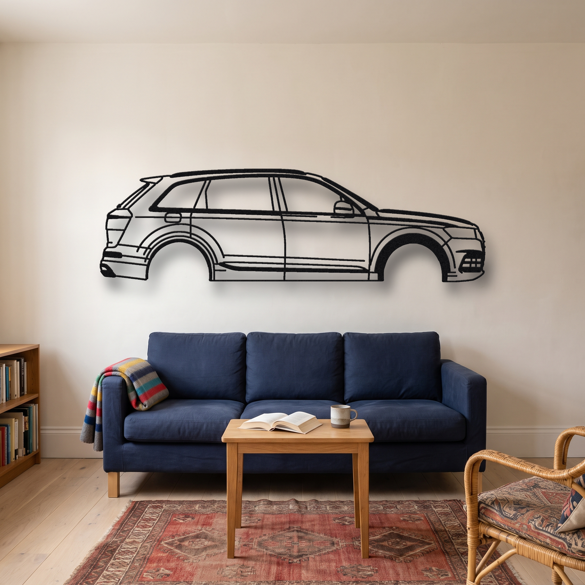 2017- Audi SQ7 / SQ8 4M metal wall art silhouette, front view on wall