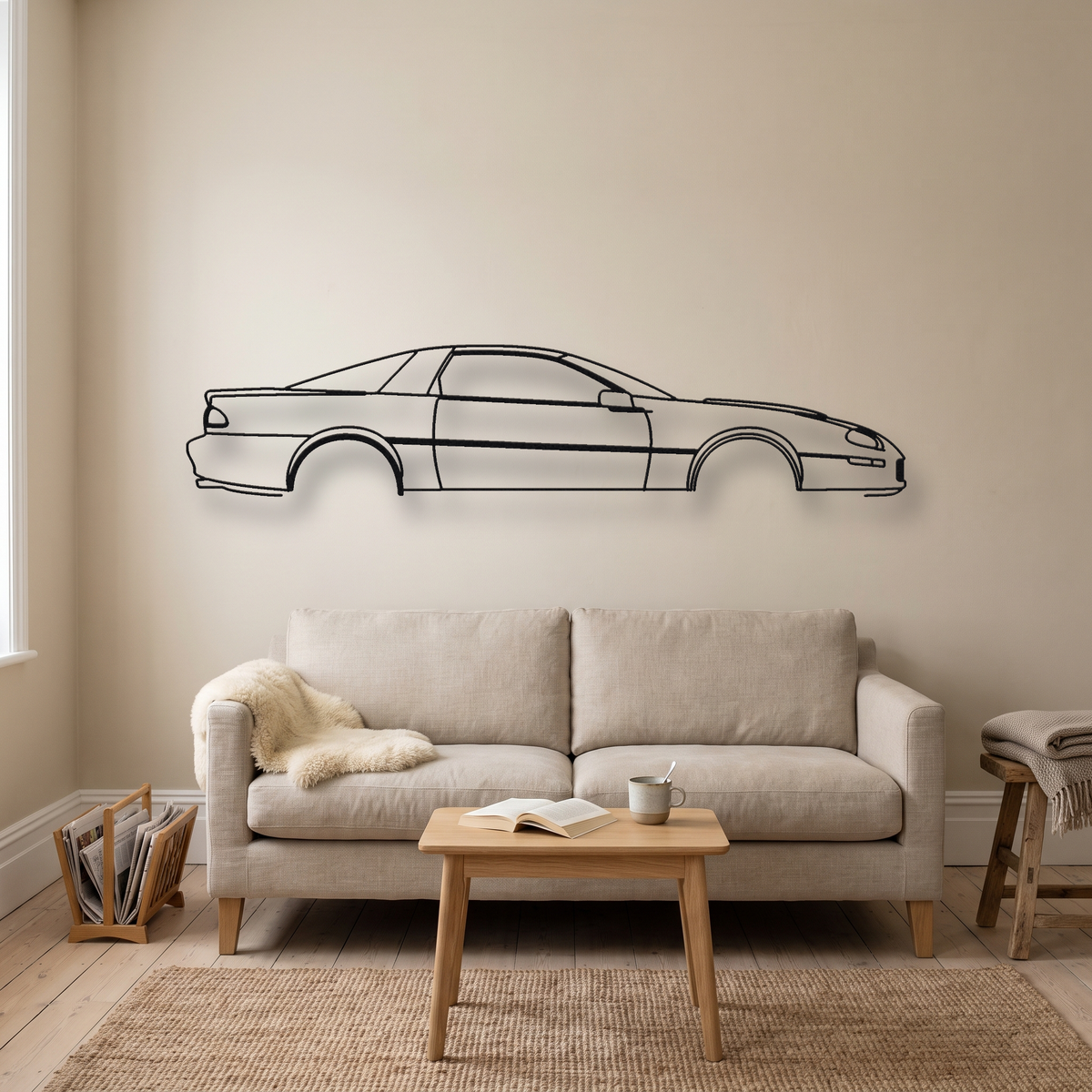 Chevrolet Camaro Z/28 / SS Gen 4 metal wall art silhouette, front view on wall