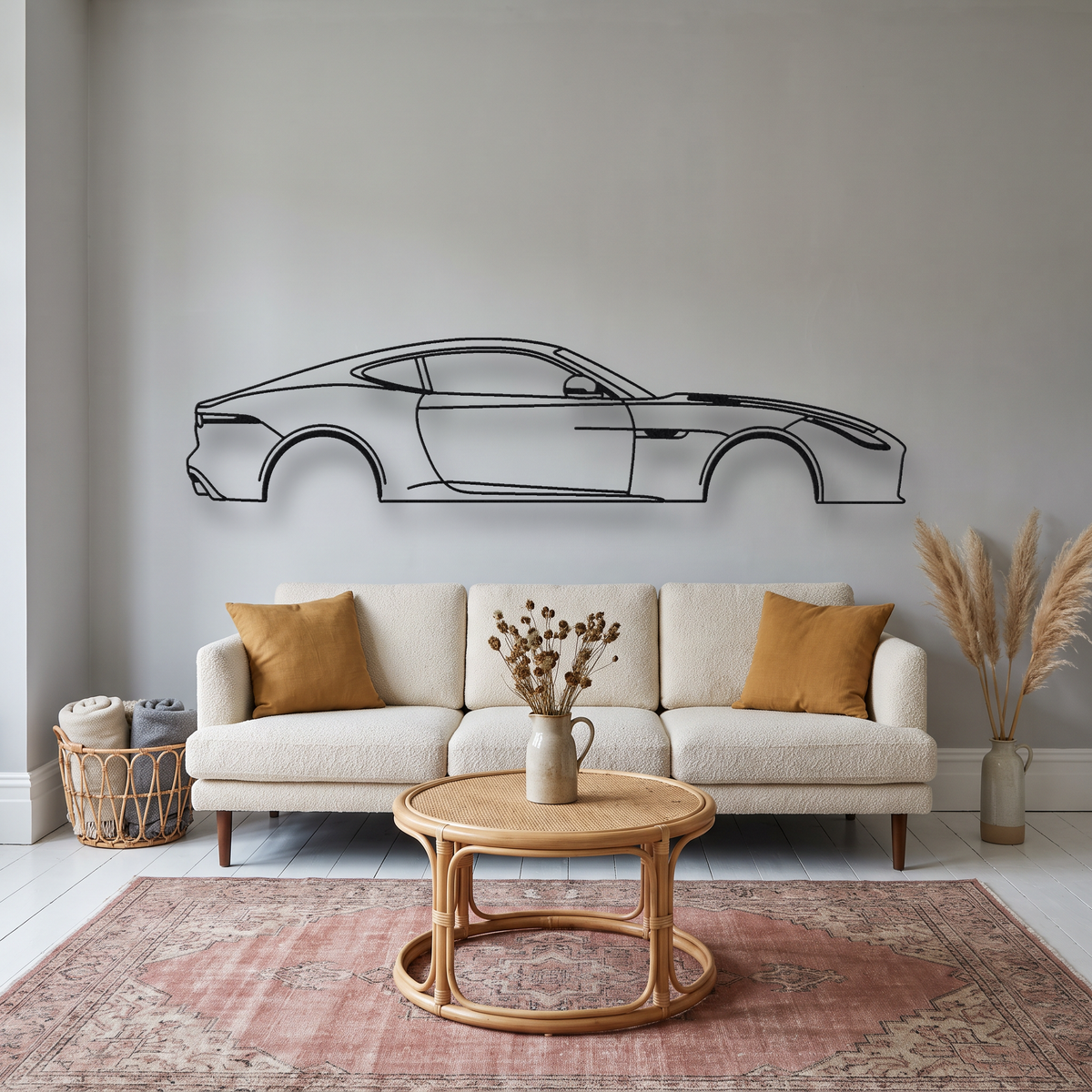 Jaguar F-Type Coupe Pre-Facelift metal wall art silhouette, front view on wall