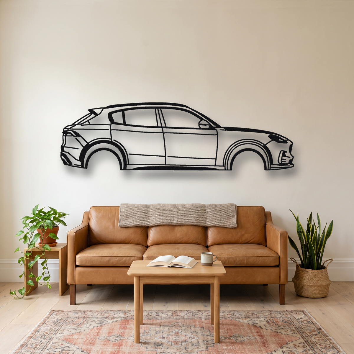 2023- Maserati Grecale Trofeo metal wall art silhouette, front view on wall
