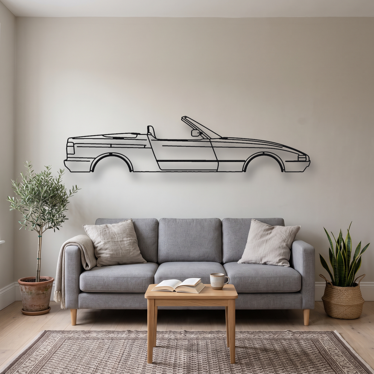 BMW Z1 metal wall art silhouette, front view on wall