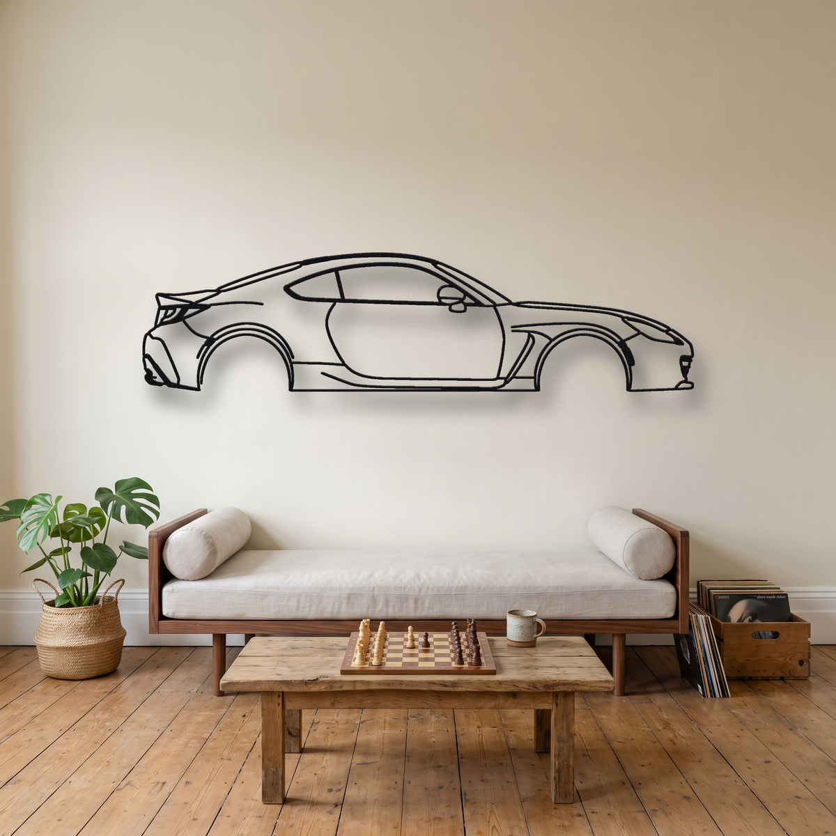2024- Subaru BRZ tS ZD8 metal wall art silhouette, front view on wall