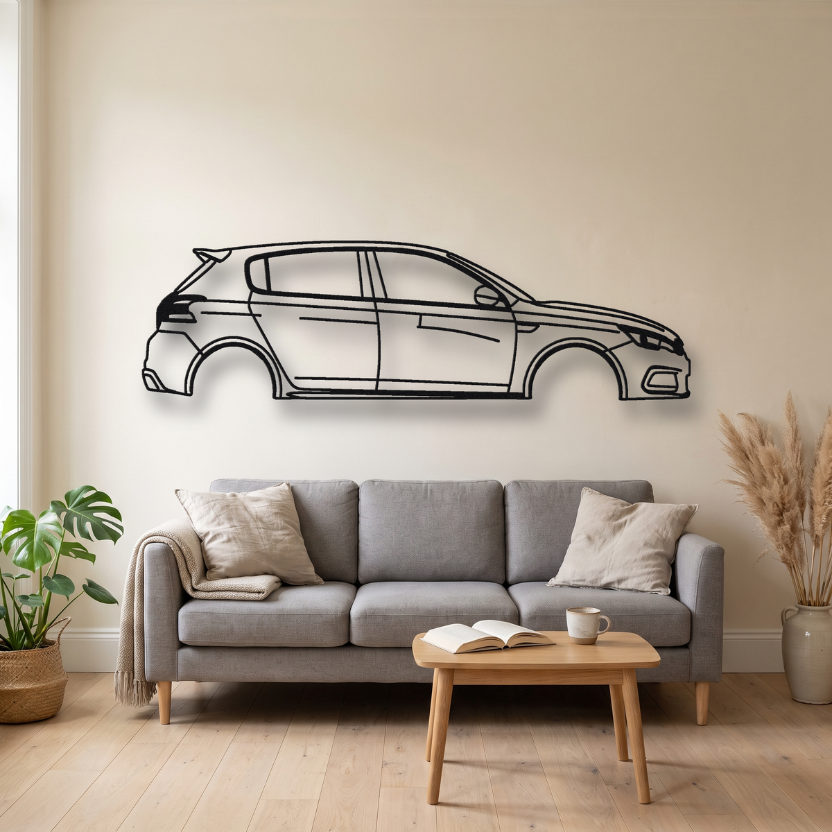2013-21 Peugeot 208 GTi / 308 GTi by PS metal wall art silhouette, front view on wall