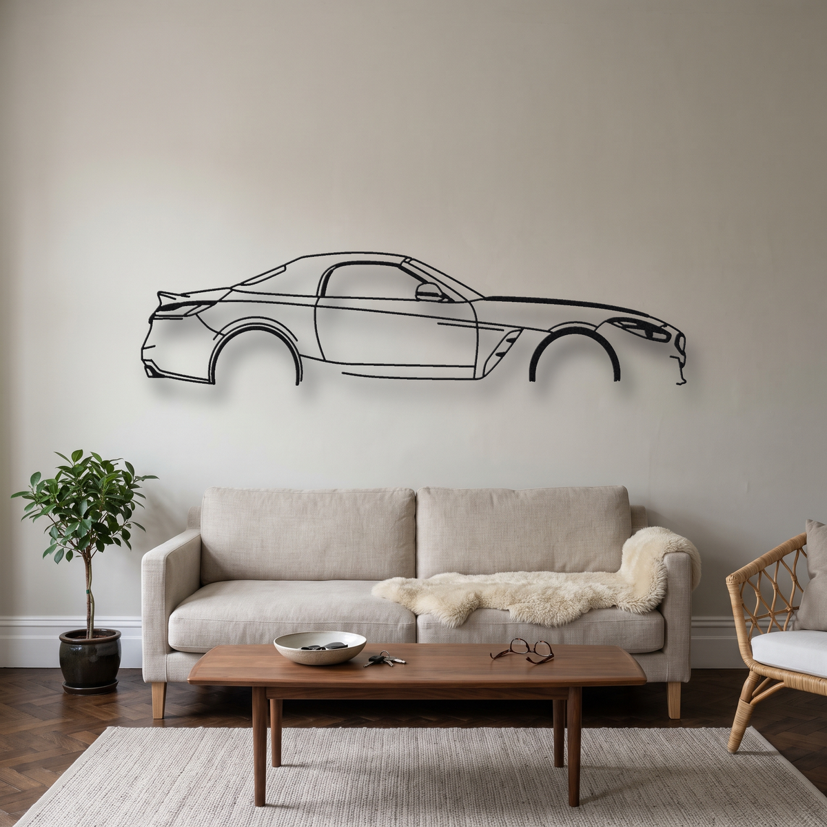 BMW Z4 M40i G29 metal wall art silhouette, front view on wall