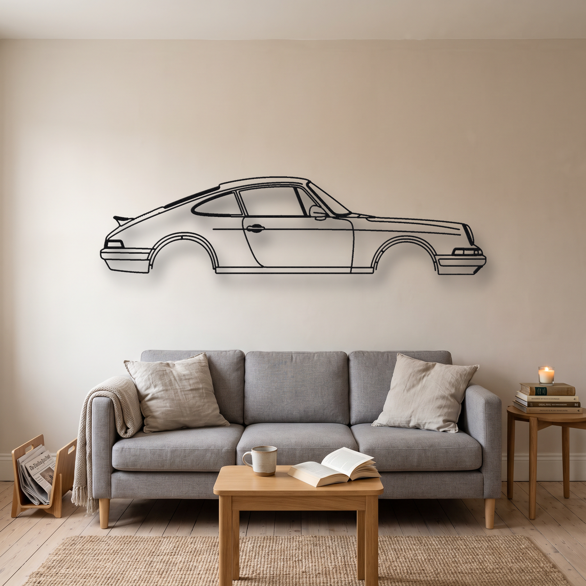 Singer DLS 964 metal wall art silhouette, front view on wall
