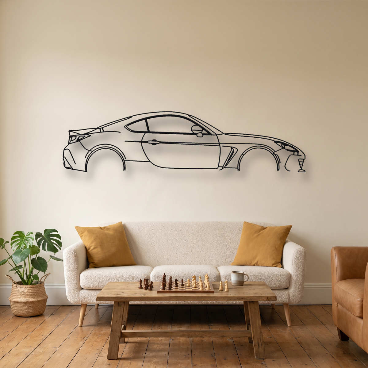 Subaru BRZ ZD8 Gen 2 metal wall art silhouette, front view on wall