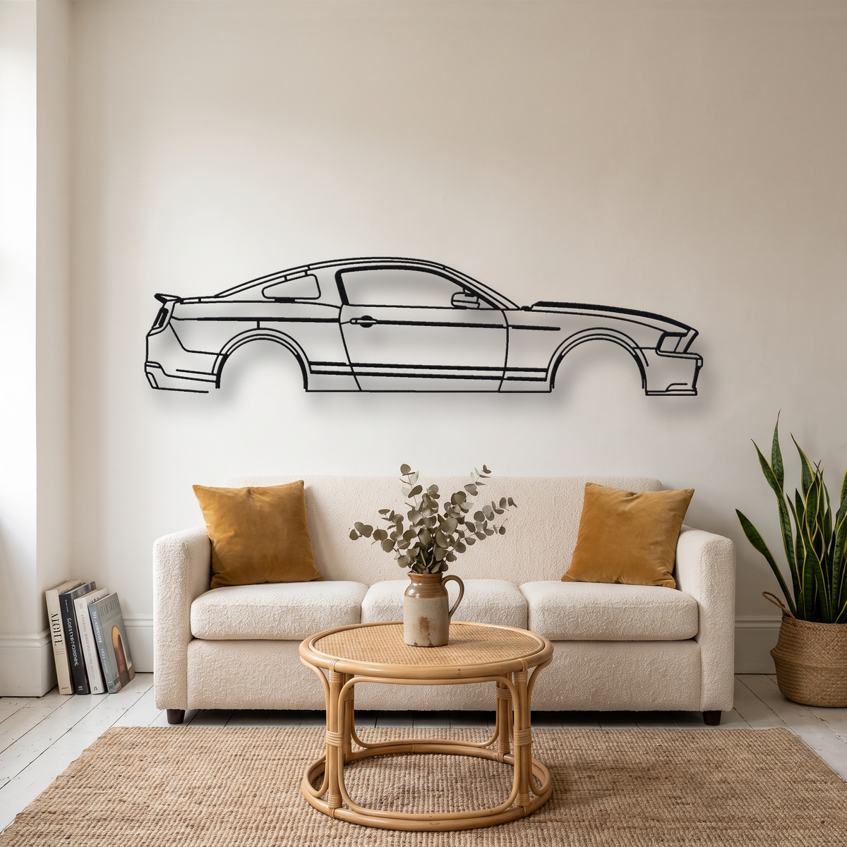 2010-2014 Ford Shelby GT500 S197 metal wall art silhouette, front view on wall