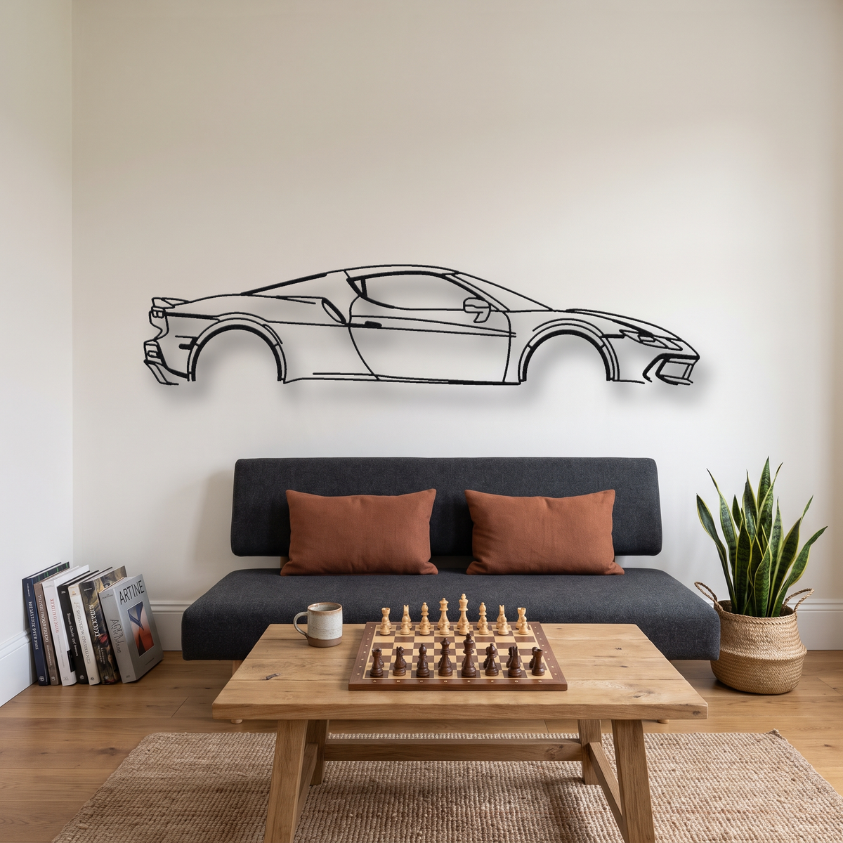 Ferrari 296 Speciale metal wall art silhouette, front view on wall