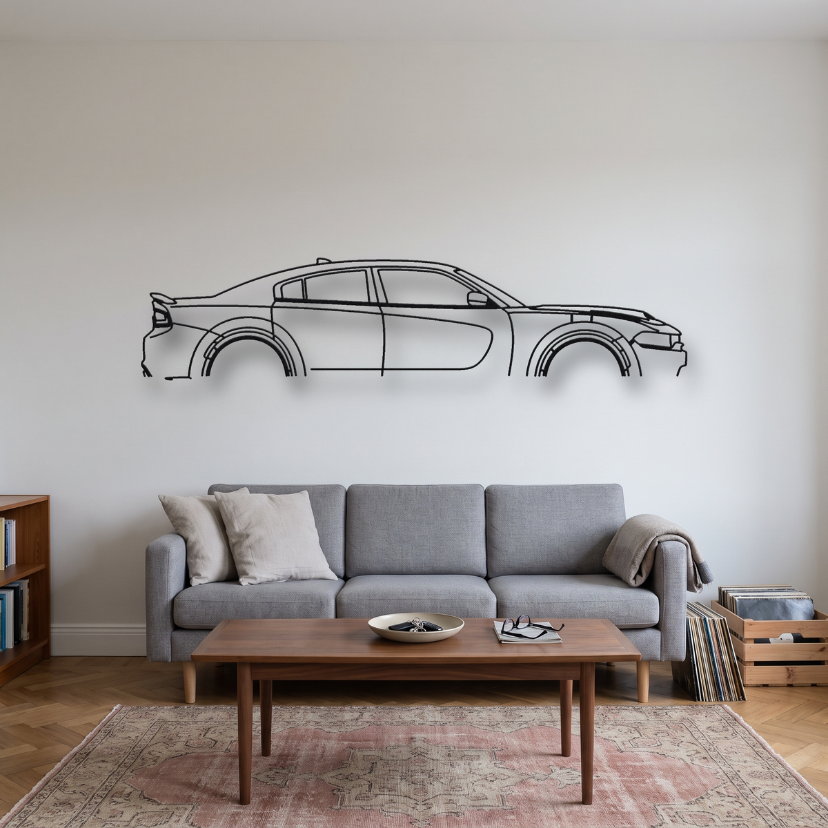 Dodge Charger SRT Hellcat Redeye Widebody LD metal wall art silhouette, front view on wall