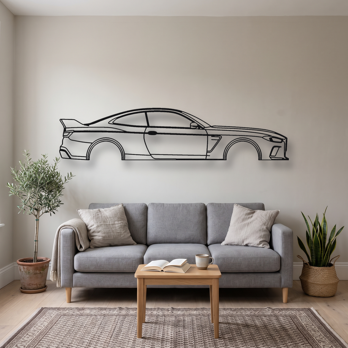 2023 BMW 3.0 CSL metal wall art silhouette, front view on wall