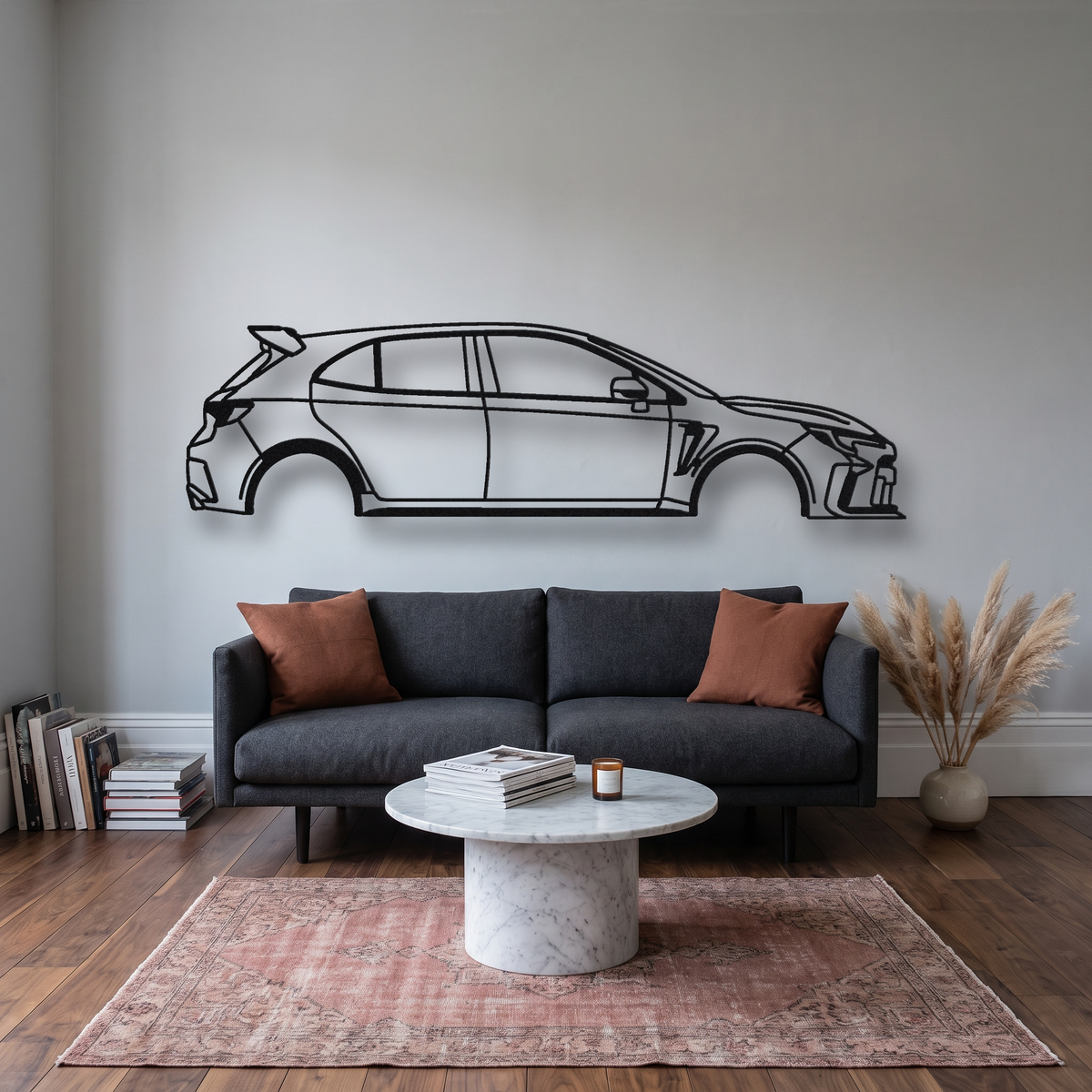 2023 Toyota GR Corolla Morizo Edition metal wall art silhouette, front view on wall