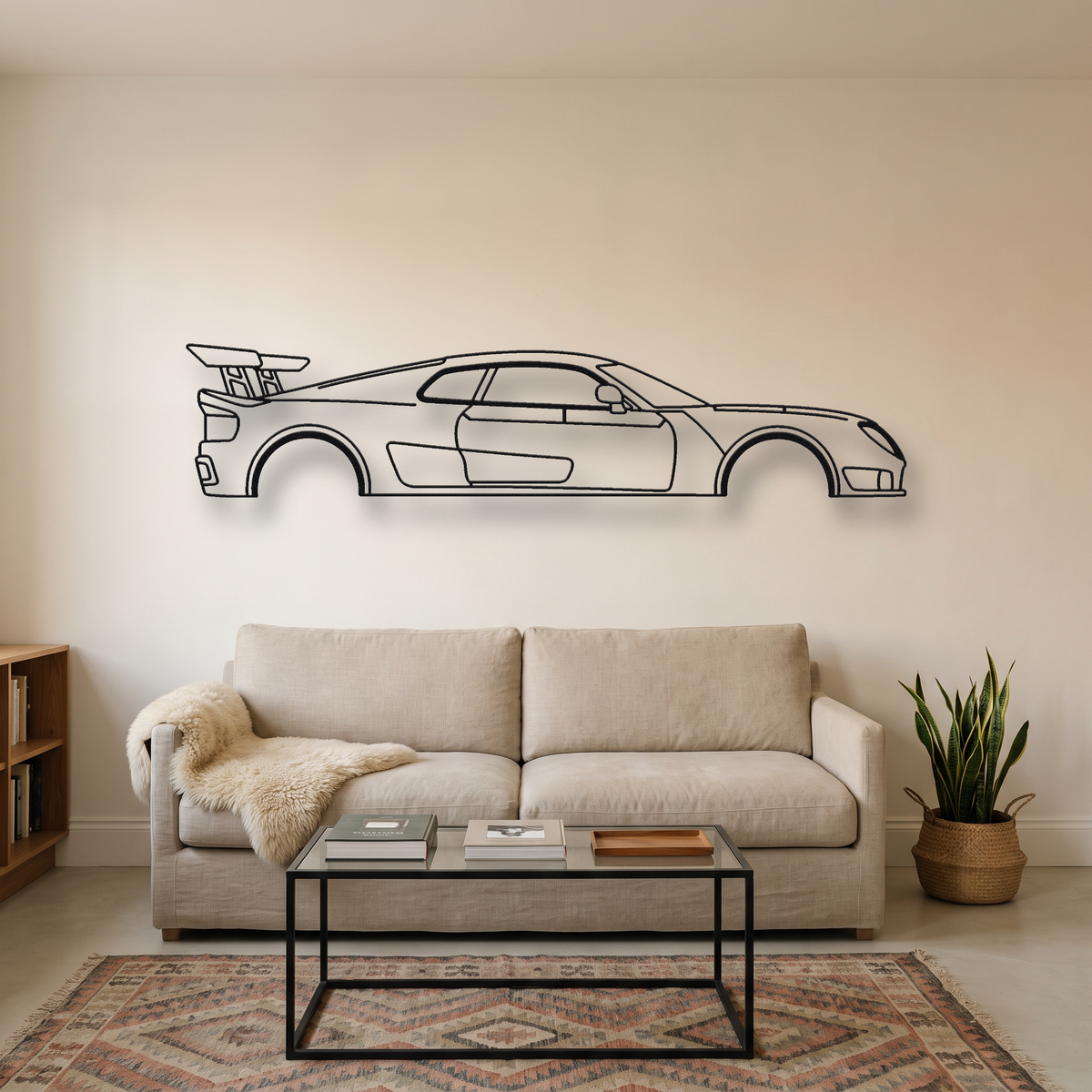 Noble M400 metal wall art silhouette, front view on wall