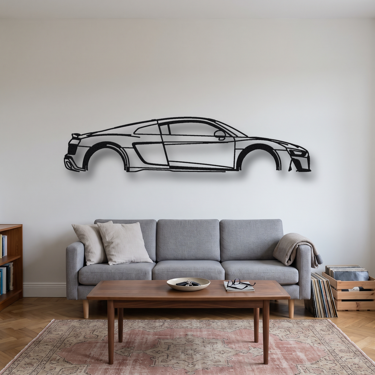 2019-23 Audi R8 V10 Performance Gen 2 Type 4S metal wall art silhouette, front view on wall
