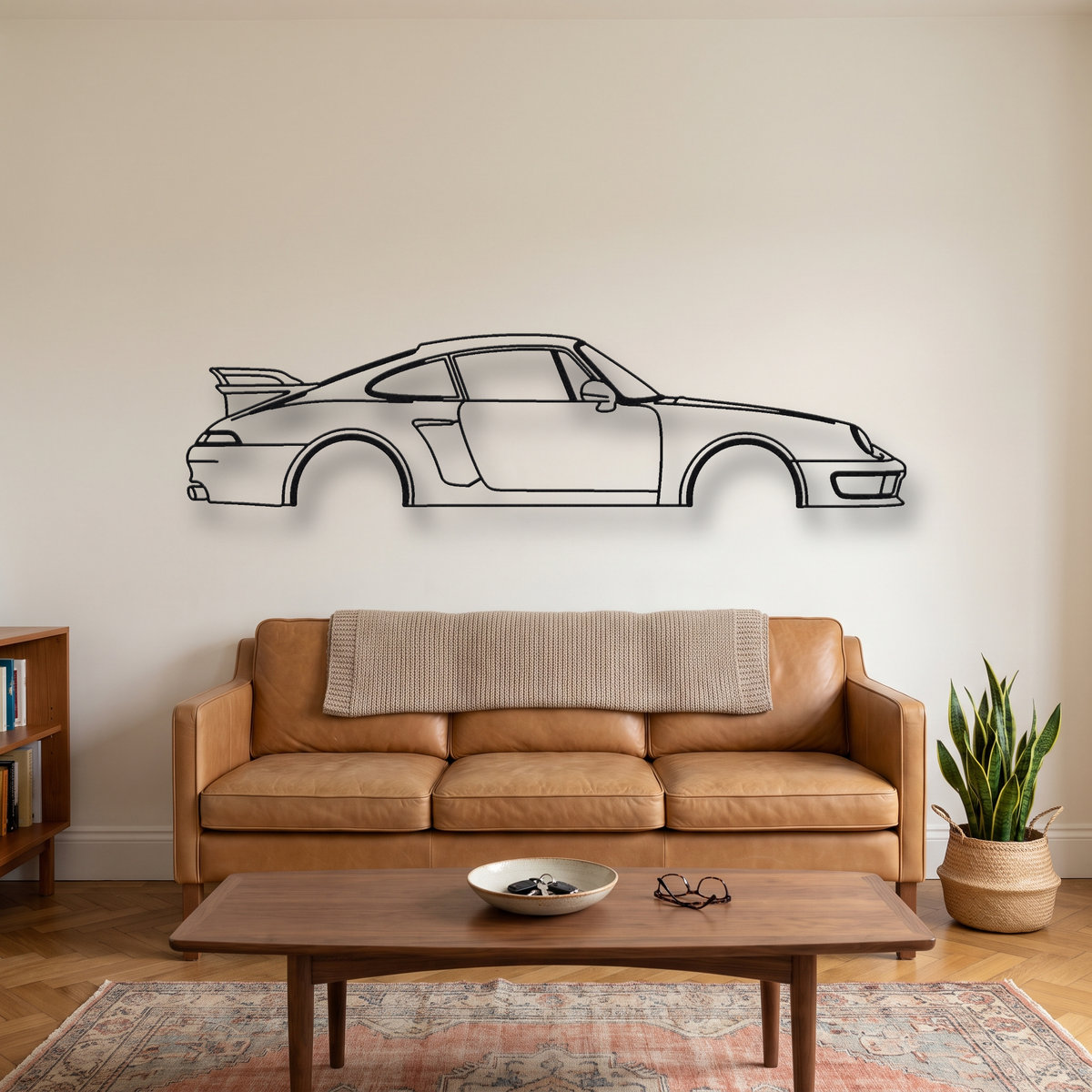 RUF CTR2 993 metal wall art silhouette, front view on wall