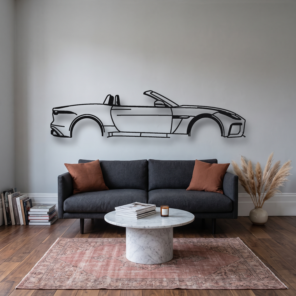 2016-20 Jaguar F-Type SVR Convertible X152 metal wall art silhouette, front view on wall