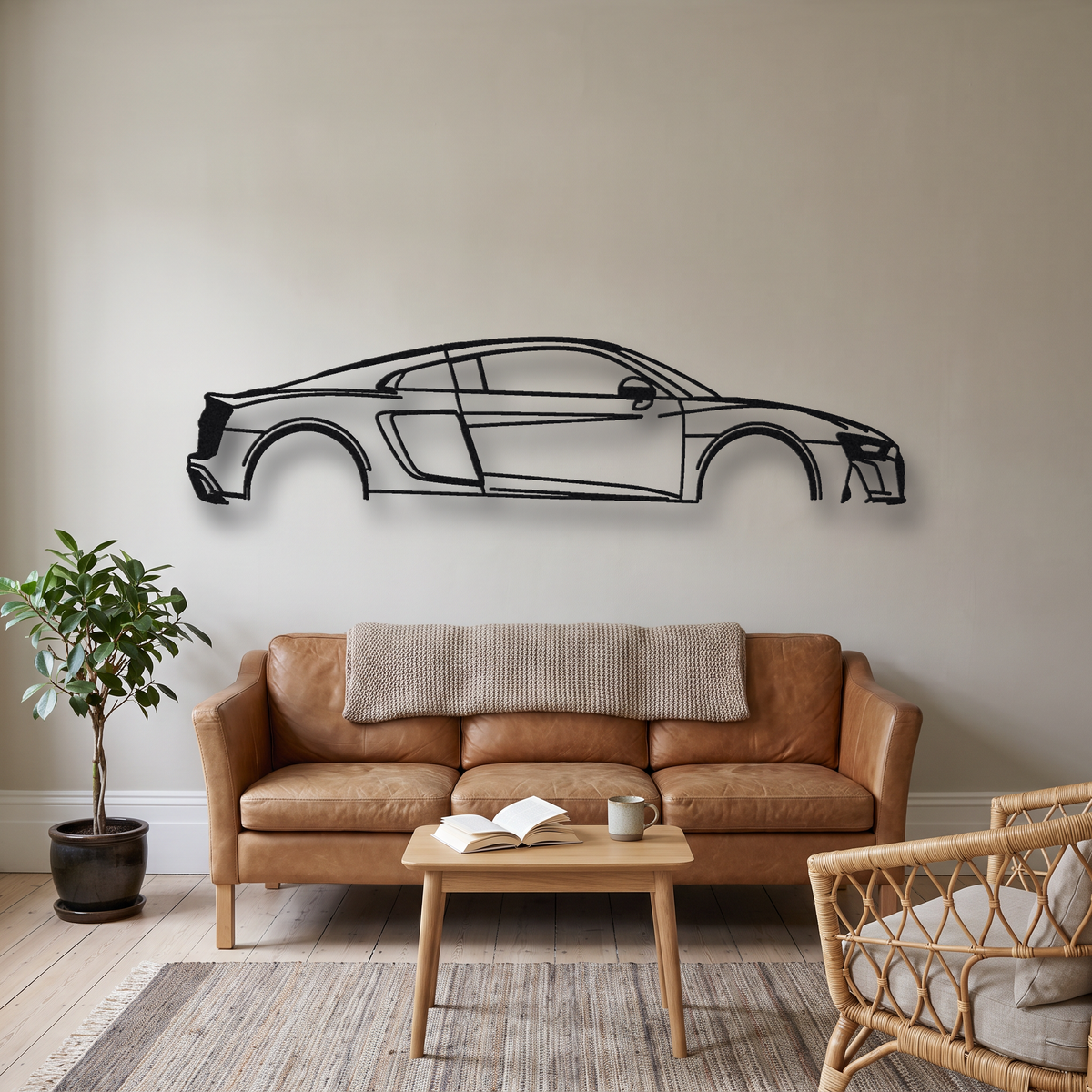 2023 Audi R8 GT RWD Gen 2 Type 4S metal wall art silhouette, front view on wall