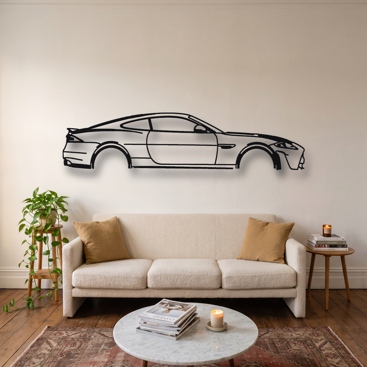 2014 Jaguar XKR-S GT X150 metal wall art silhouette, front view on wall