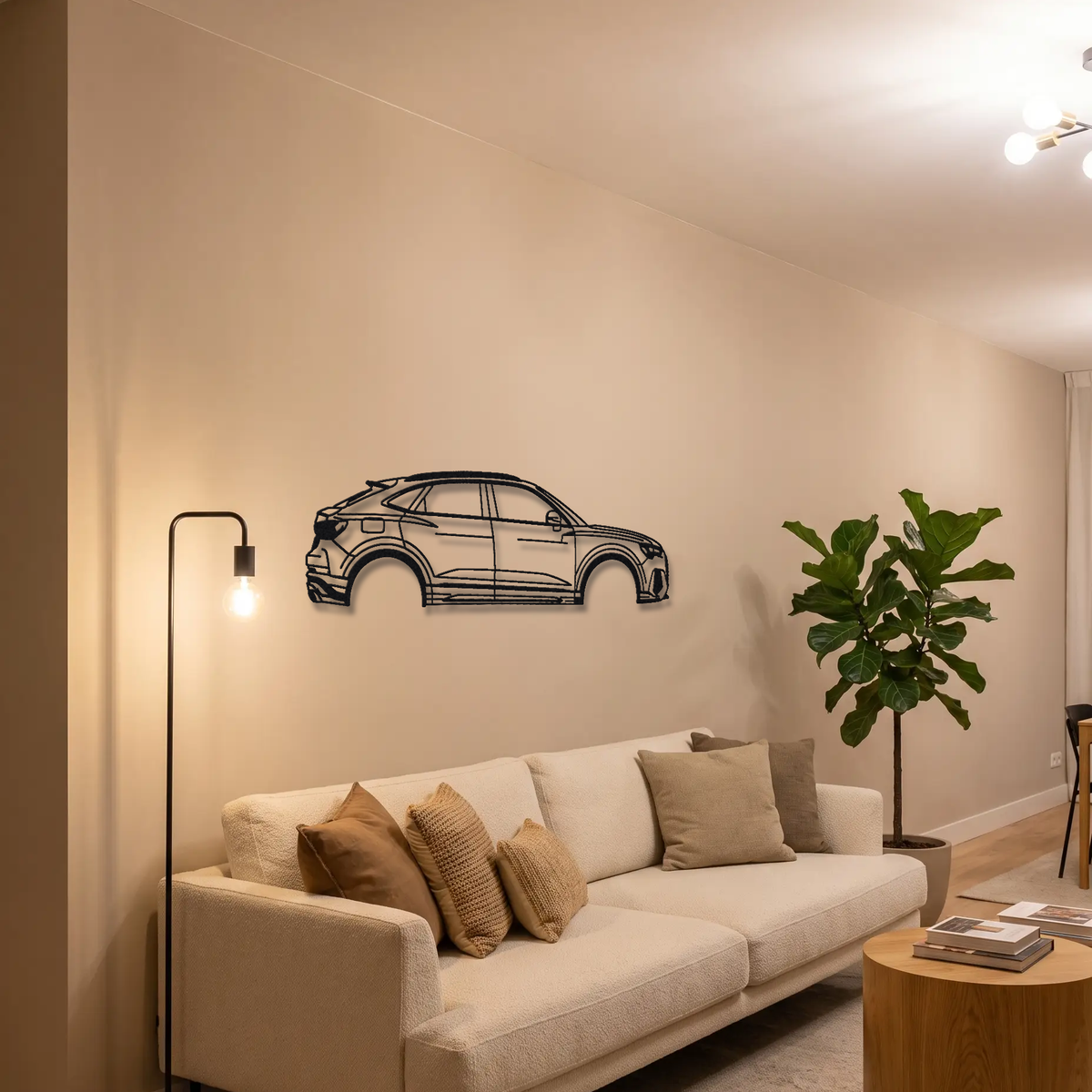 2020- Audi RS Q3 Sportback F3 metal wall art above a sofa in a living room