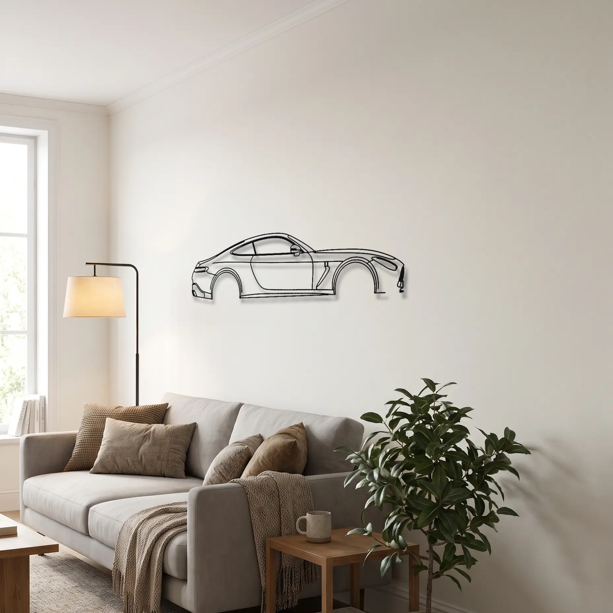 Mercedes-AMG GT 63 C192 Gen 2 metal wall art above a sofa in a living room