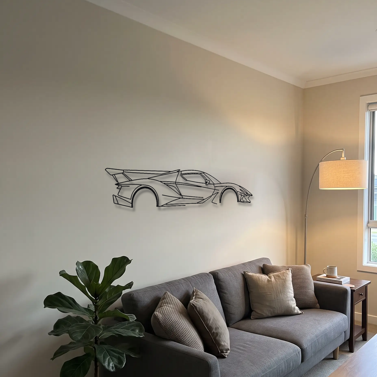 Apollo Intensa Emozione (IE) metal wall art above a sofa in a living room