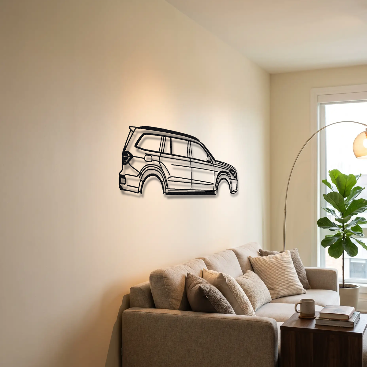 2013- Mercedes-AMG GLS 63 / GL 63 AMG X166/X167 metal wall art above a sofa in a living room