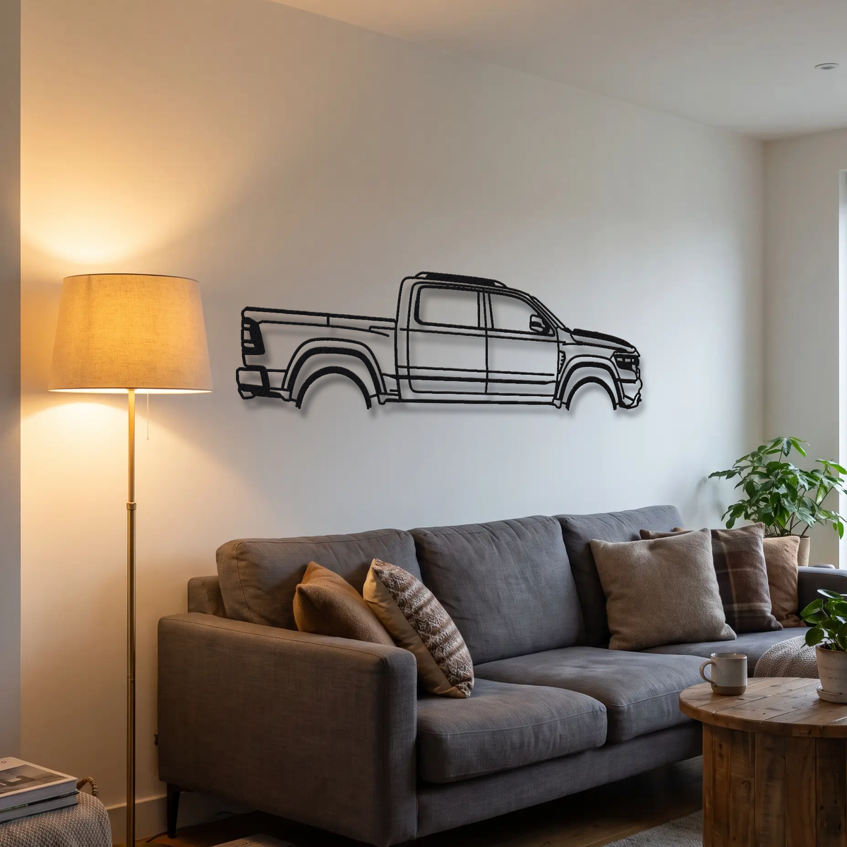 2024 Ram 1500 TRX Final Edition DT metal wall art above a sofa in a living room