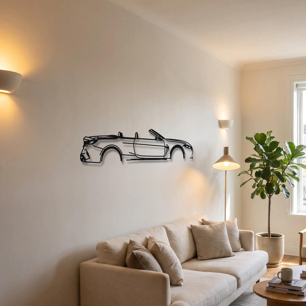 2019- BMW M8 Competition Convertible F91 metal wall art above a sofa in a living room