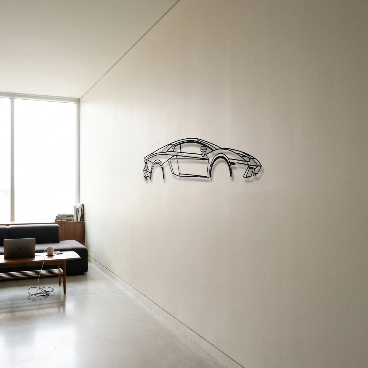 Lamborghini Aventador metal wall art room scene