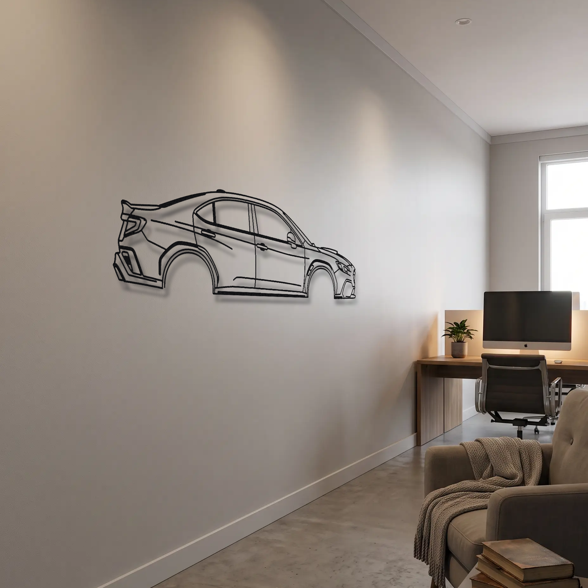 Subaru WRX VB metal wall art room scene