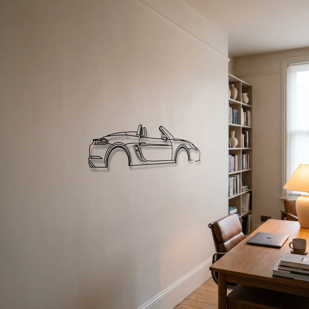 Porsche 718 Boxster 982 metal wall art room scene