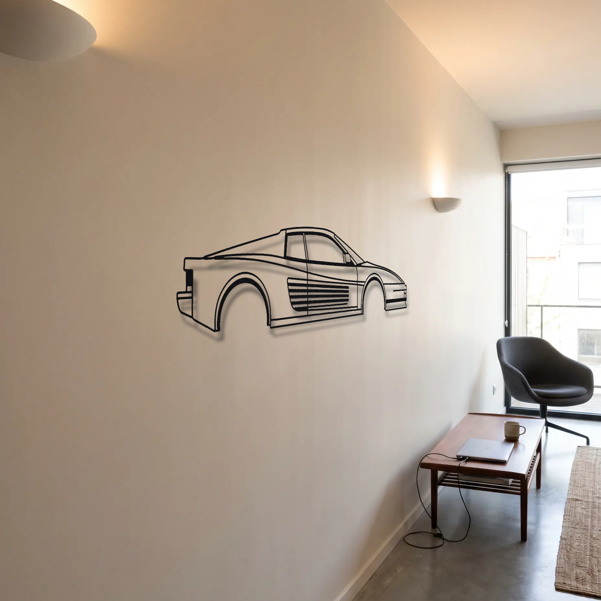 Ferrari Testarossa metal wall art room scene
