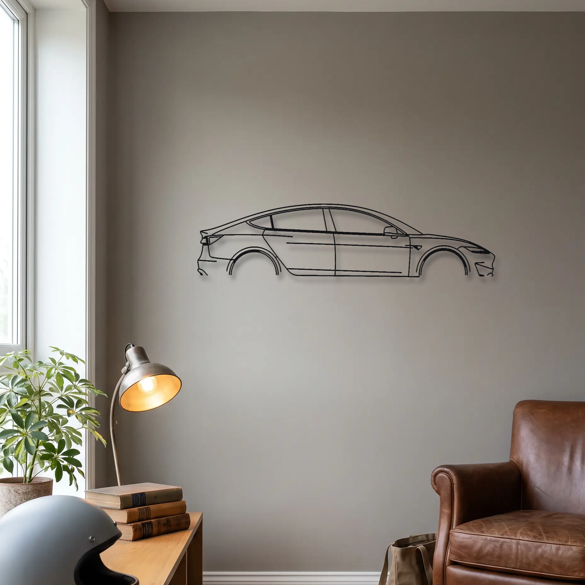 Tesla Model 3 Performance Highland metal wall art room scene