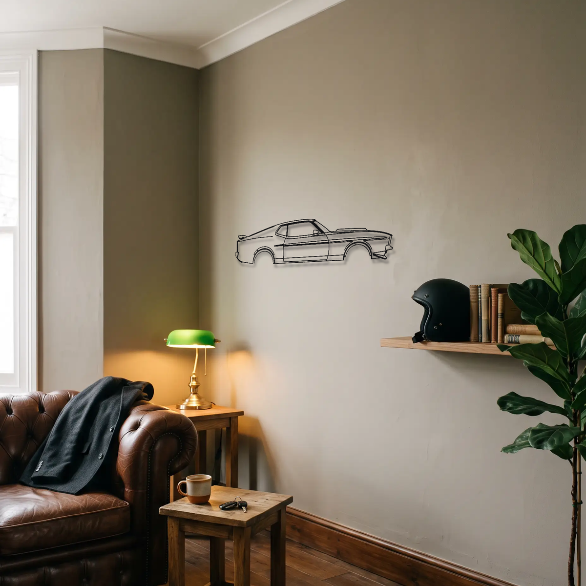 1971-1973 Ford Mustang Mach 1 metal wall art room scene