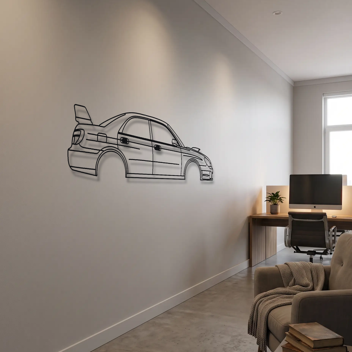 Subaru Impreza WRX STI Hawk-eye GDB metal wall art room scene