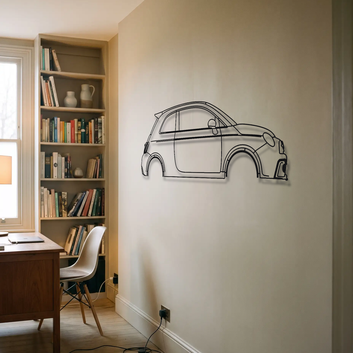 Fiat 500 Abarth metal wall art room scene