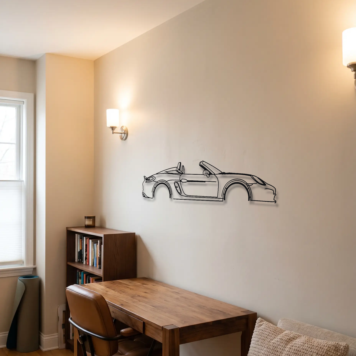 Porsche Boxster Spyder 981 metal wall art room scene