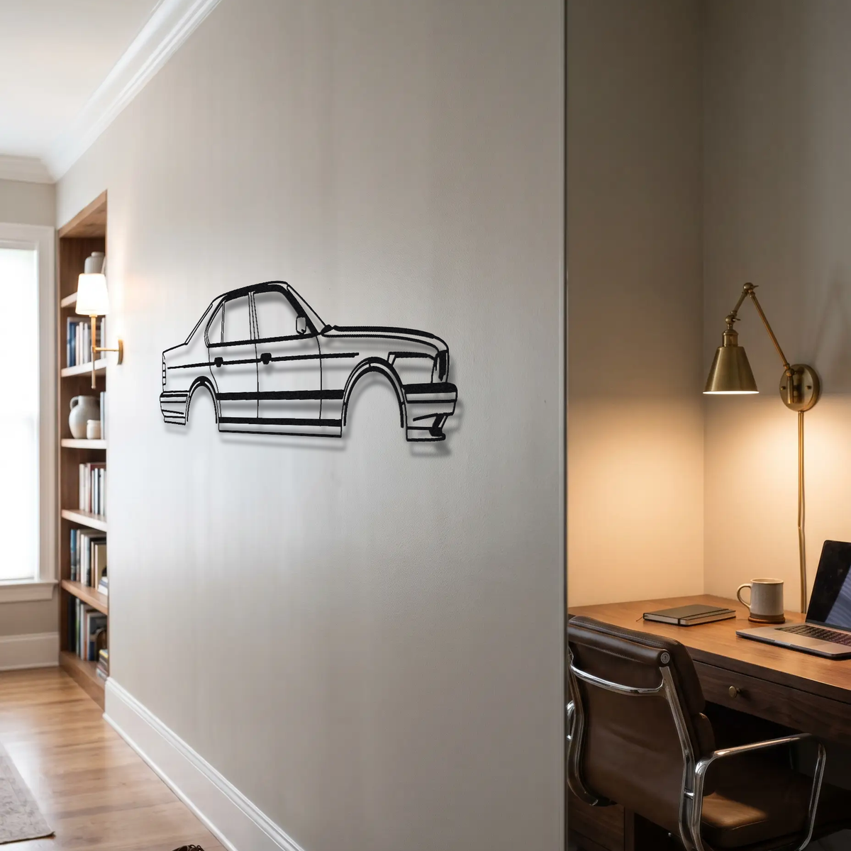 BMW M5 E34 metal wall art room scene